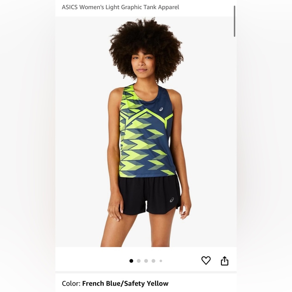 NWT Asics light weight running singlet, size women’s large, grey and yellow.